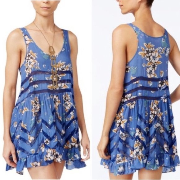 Free People Other - Free People Voile Lace Floral Trapeze Slip Dress
